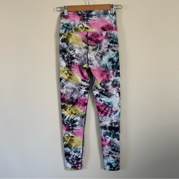 Beach Riot Ayla Ribbed High Rise Leggings in Rainbow Sunburst Tie Dye Size Small - Picture 7 of 9